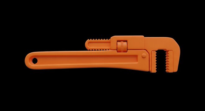 Orange pipe wrench isolated on white background illustration