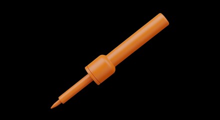 Orange minimalist marker pen, tool, or probe 3d art illustration