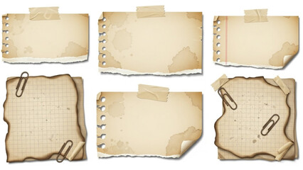 Torn Vintage Paper Sticker Collection with Aged Scrapbook Elements