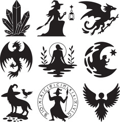 Set of magic and mystical symbols in vector format illustration