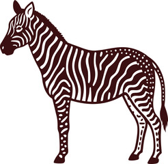 Fototapeta premium Stylized Zebra Standing Profile with Stripes and Dots