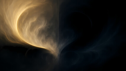 Golden Celestial Energy Emerging Through Dark Cosmic Shadows, Dramatic Abstract Space-Inspired Background With Powerful Contrast and Mystical Atmosphere