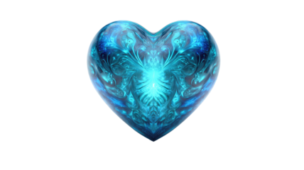 A 3D blue heart shaped diamond is an isolated romantic symbol of love and passion for Valentine's Day