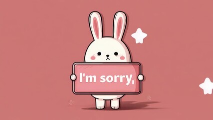 cute little bunny with sorry card illustrated animation