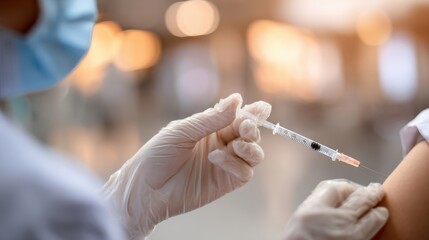 Nurse administering a vaccine injection to a patient's arm