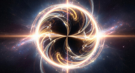 Fototapeta premium A Circular Glowing Energy Portal in Cosmic Landscape Representing Spiritual Awakening and Access to Higher Dimensions JPG