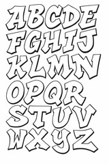 Graffiti Style Alphabet Bold, Outlined Letters for Creative Designs and Educational Materials