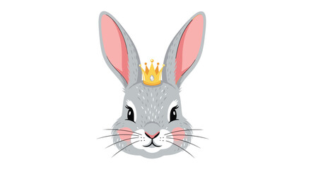 Obraz premium Cute bunny rabbit with golden crown on head.