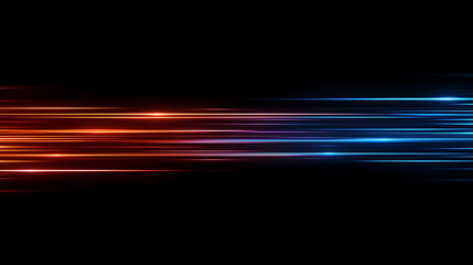 Abstract light trails with vibrant colors and dynamic motion on a black background representing speed and innovation
