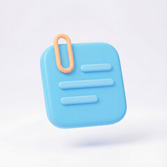 3d icon of a memo or sticky note isolated on a white background, symbolizing reminder, note, message, important information, and planning