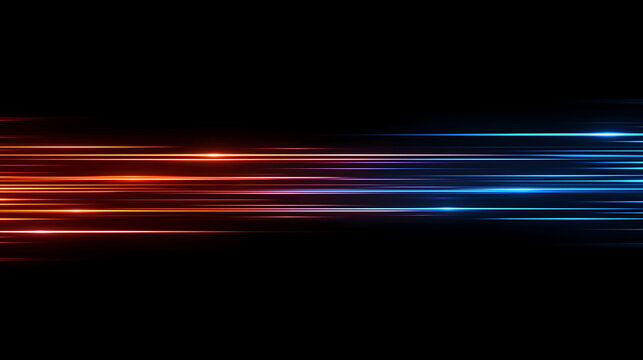 Abstract light trails with vibrant colors and dynamic motion on a black background representing speed and innovation