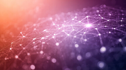 Abstract network connection with points and lines showing data communication and artificial intelligence concept in a colorful background