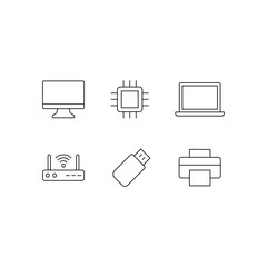 Computer Hardware Icon Collection. Computer Hardware Icon Set.