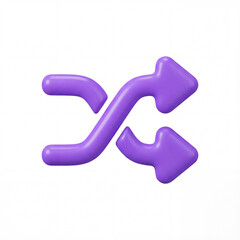 3d icon of a shuffle or intertwined arrows symbol isolated on a white background, representing random, mix, playback control, non-sequential, and playlist diversity