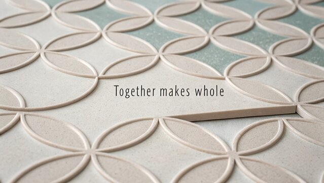 Abstract geometric pattern with overlapping circle shapes and quote