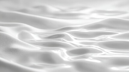 Obraz premium Abstract rendering of a glossy white, fluid-like substance with undulating, smooth surfaces
