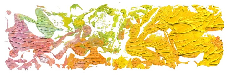 Colorfull abstract oil paint brush strokes texture isolated on white background