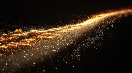 A flowing golden stream of shimmering particles against a dark, star-filled background