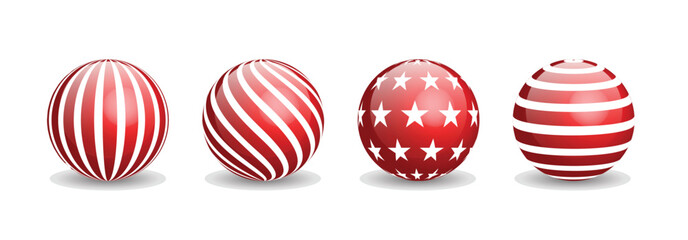 Red Christmas ball with pattern. Xmas tree decoration with ornament. Vector