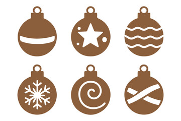 Christmas balls icon set silhouette vector. Christmas Bauble ornament paper cut element vector.