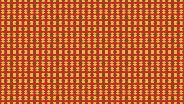 Warm Autumn Geometric Seamless Pattern Background With Heart Shapes