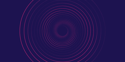 Abstract dark blue modern futuristic banner background. Glowing pink oval lines pattern design. Swirl ellipse lines element