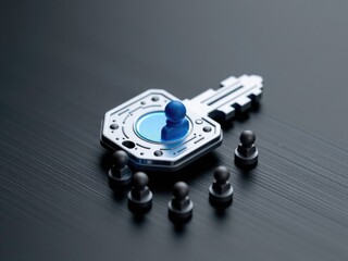 Key-shaped platform with central user icon