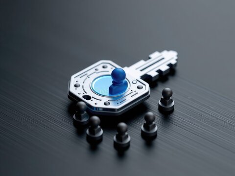 Key-shaped platform with central user icon