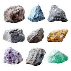Set Of Various Rocks Different Shapes Sizes And ColorIsolated