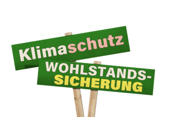Klimaschutz und Wohlstandssicherung sind untrennbar, freigestellt als PNG-Datei