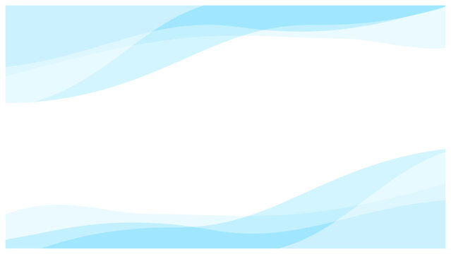 シンプルなウェーブ背景フレーム パステル水色 16:9