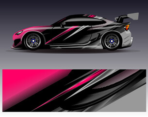 Car wrap design vector. Graphic abstract stripe racing background designs for vehicle, rally, race, adventure and car racing livery