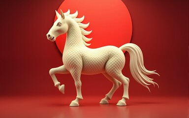 AI-generated image of the Chinese New Year 2026 of the horse. High quality