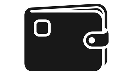 Minimalist black bifold wallet icon featuring a snap closure, symbolizing finance, money, payment, and personal economy