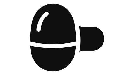 Minimalist black icon representing a coffee bean or capsule, perfect for caffeine, drink, morning, and breakfast concept