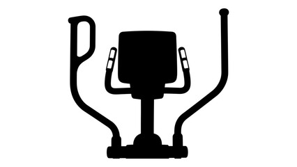 Silhouette of a modern elliptical trainer for cardiovascular fitness, exercise, and gym workout routines and wellness