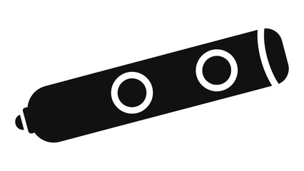 Simple black silhouette of a handheld flashlight icon with two circular details, essential for modern ui design elements