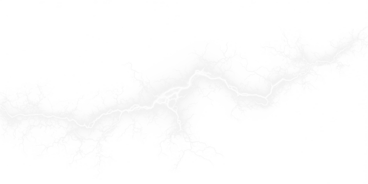 Dynamic thunderstorm with glowing lightning bolts strikes the sky, forming intense electric energy overlays ideal for weather or fantasy designs. PNG