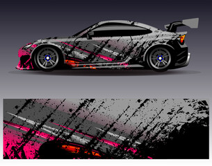 Car wrap design vector. Graphic abstract stripe racing background designs for vehicle, rally, race, adventure and car racing livery