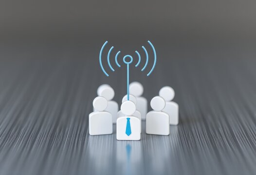 WiFi signal over group of stylized figures