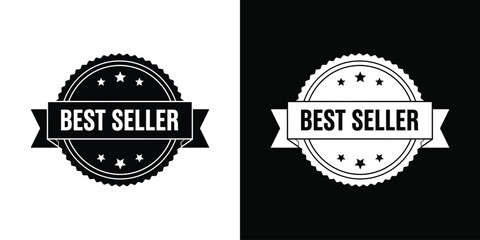 Best seller badge with ribbon and stars vector