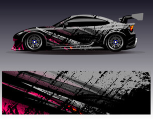 Car wrap design vector. Graphic abstract stripe racing background designs for vehicle, rally, race, adventure and car racing livery