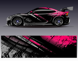 Car wrap design vector. Graphic abstract stripe racing background designs for vehicle, rally, race, adventure and car racing livery