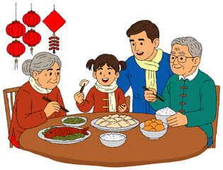 family celebrating new year