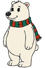 cartoon polar bear with scarf.