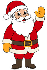 Cartoon Sanata waving hand drawing. 