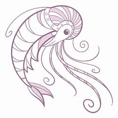Stylized nautilus cephalopod illustration