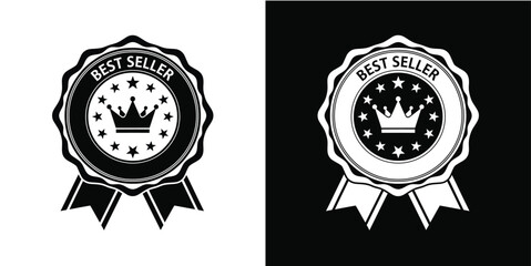 Best seller crown wavy rosette badge vector