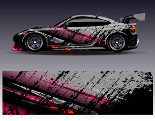 Car wrap design vector. Graphic abstract stripe racing background designs for vehicle, rally, race, adventure and car racing livery