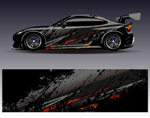 Car wrap design vector. Graphic abstract stripe racing background designs for vehicle, rally, race, adventure and car racing livery